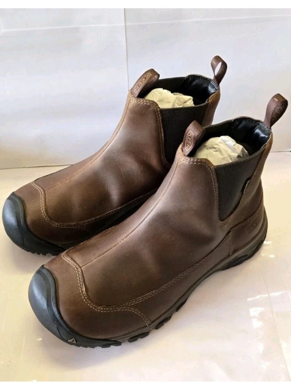 KEEN Men's 10.5 Wide Chelsea Waterproof Work Boots Brown Leather NEW